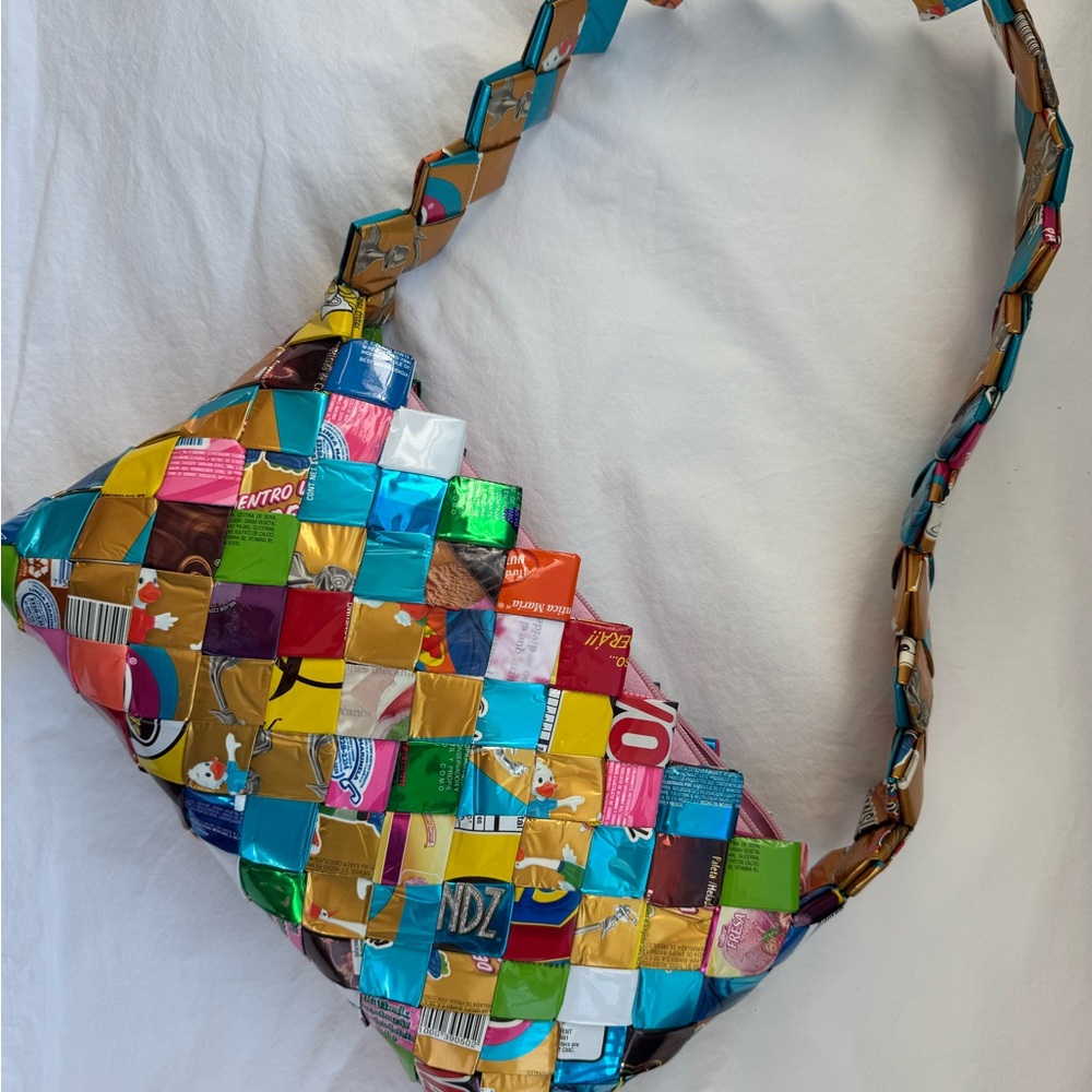 Multicolor Handwoven Candy Wrapper  Shoulder Bag Y2K